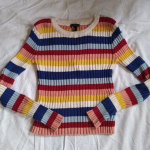 Forever 21 rainbow striped cotton sweater